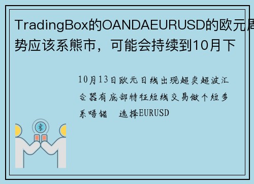 TradingBox的OANDAEURUSD的欧元周趋势应该系熊市，可能会持续到10月下旬左右；